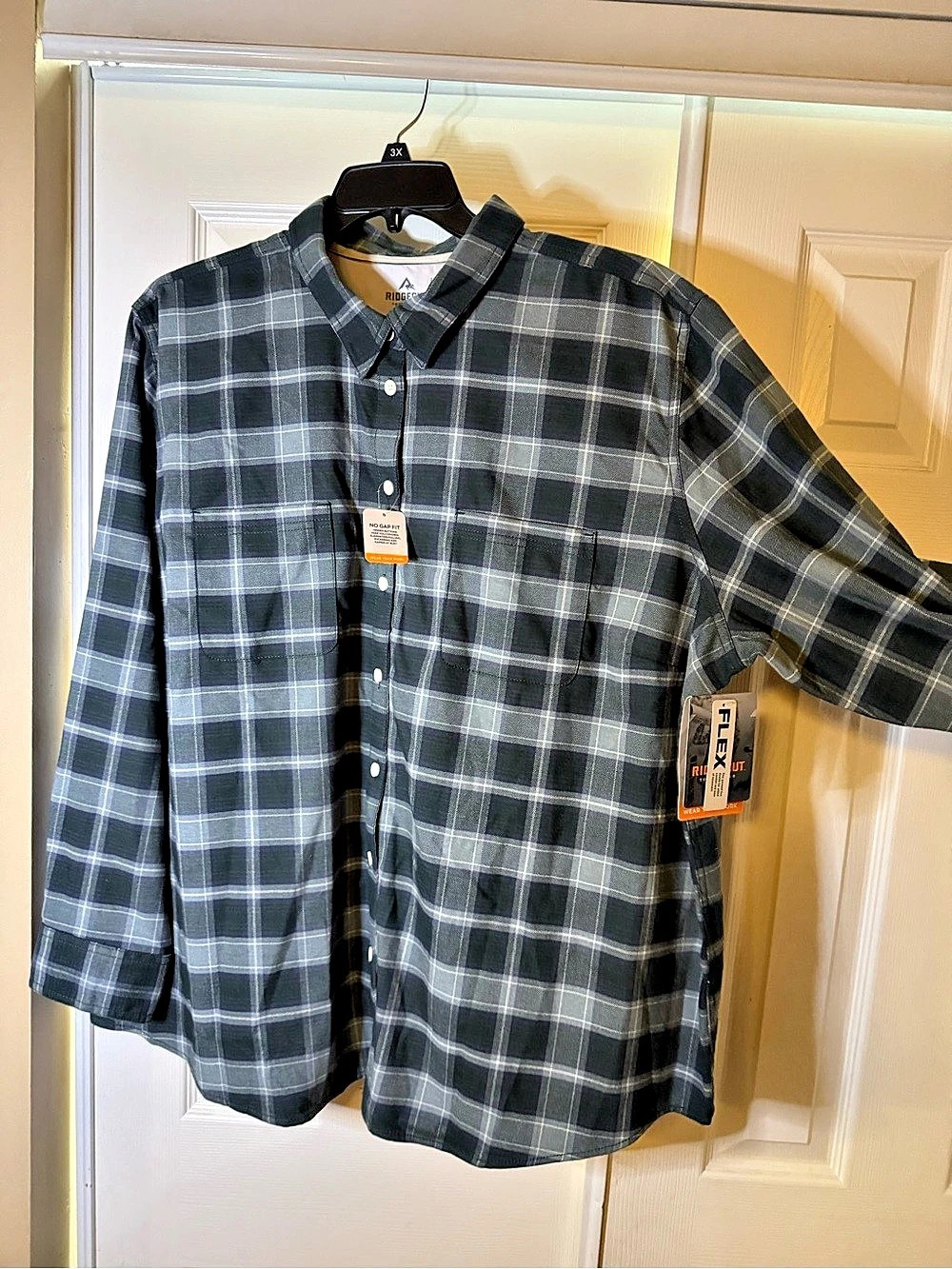 Ridgecut Men's Plaid Button-Down Shirt Gray & Green 3X